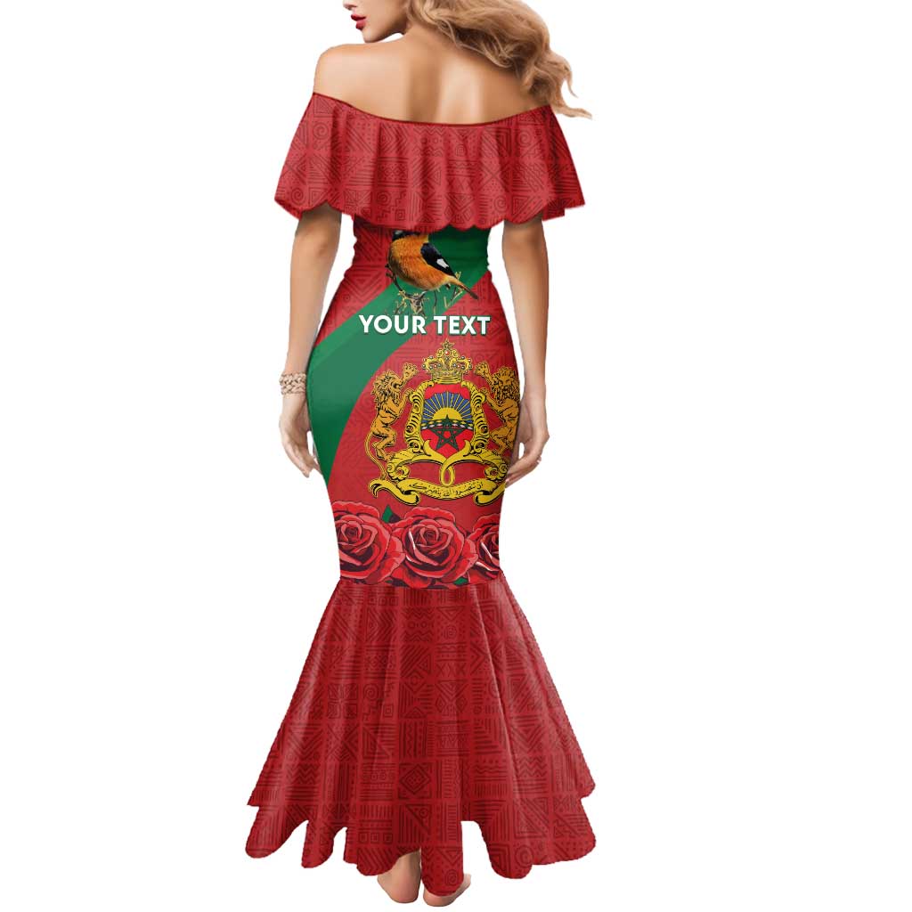 Personalised Morocco Proclamation Day Mermaid Dress Moussier's Redstart With Coat Of Arms - Wonder Print Shop