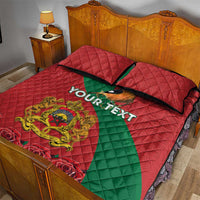 Personalised Morocco Proclamation Day Quilt Bed Set Moussier's Redstart With Coat Of Arms - Wonder Print Shop