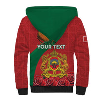 Personalised Morocco Proclamation Day Sherpa Hoodie Moussier's Redstart With Coat Of Arms - Wonder Print Shop