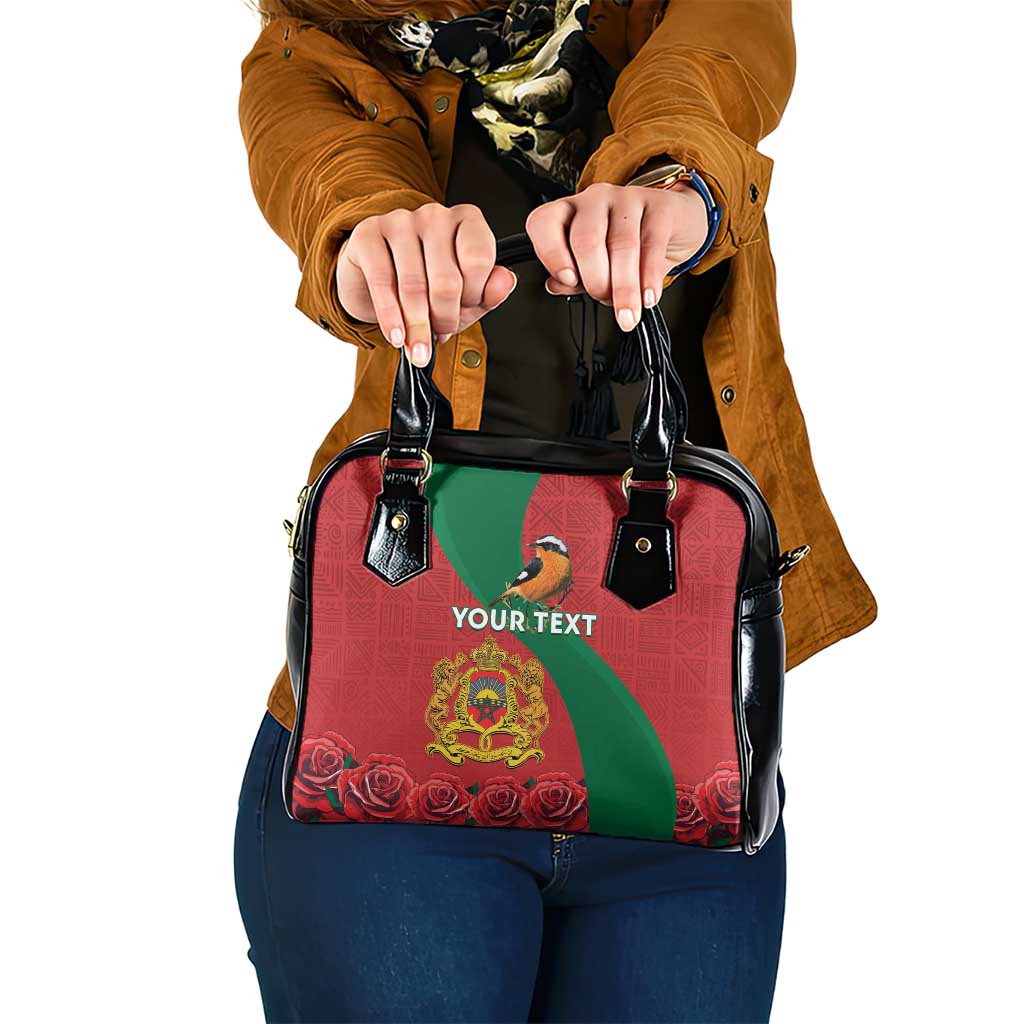 Personalised Morocco Proclamation Day Shoulder Handbag Moussier's Redstart With Coat Of Arms