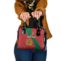 Personalised Morocco Proclamation Day Shoulder Handbag Moussier's Redstart With Coat Of Arms