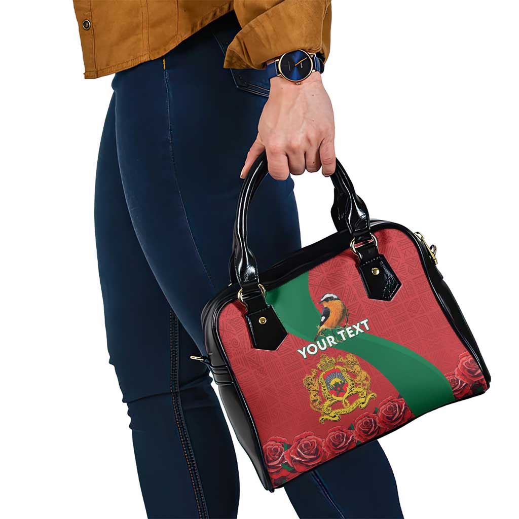 Personalised Morocco Proclamation Day Shoulder Handbag Moussier's Redstart With Coat Of Arms