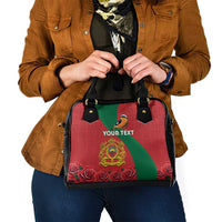 Personalised Morocco Proclamation Day Shoulder Handbag Moussier's Redstart With Coat Of Arms