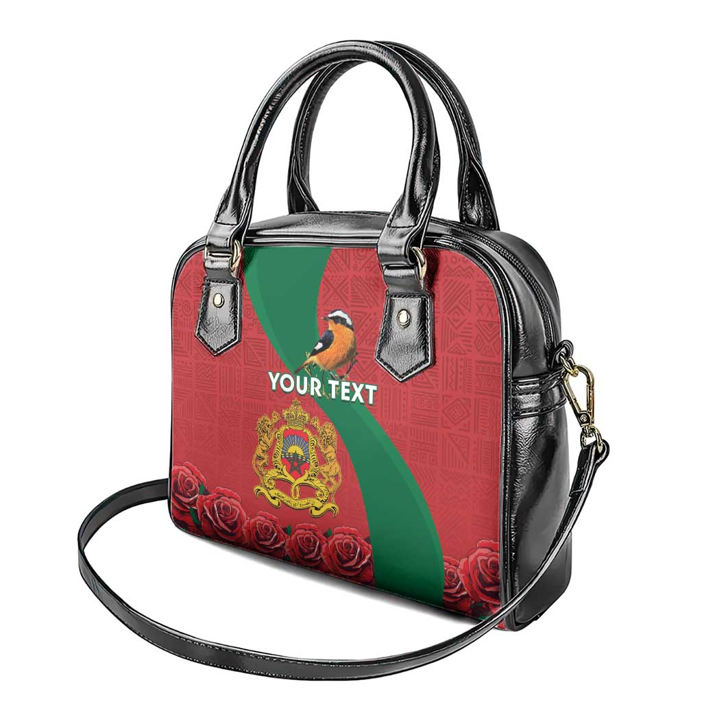 Personalised Morocco Proclamation Day Shoulder Handbag Moussier's Redstart With Coat Of Arms