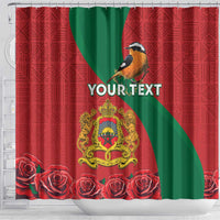 Personalised Morocco Proclamation Day Shower Curtain Moussier's Redstart With Coat Of Arms