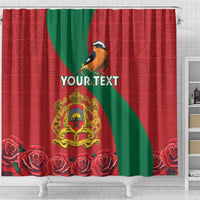 Personalised Morocco Proclamation Day Shower Curtain Moussier's Redstart With Coat Of Arms
