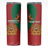Personalised Morocco Proclamation Day Skinny Tumbler Moussiers Redstart With Coat Of Arms - Wonder Print Shop