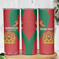 Personalised Morocco Proclamation Day Skinny Tumbler Moussiers Redstart With Coat Of Arms - Wonder Print Shop