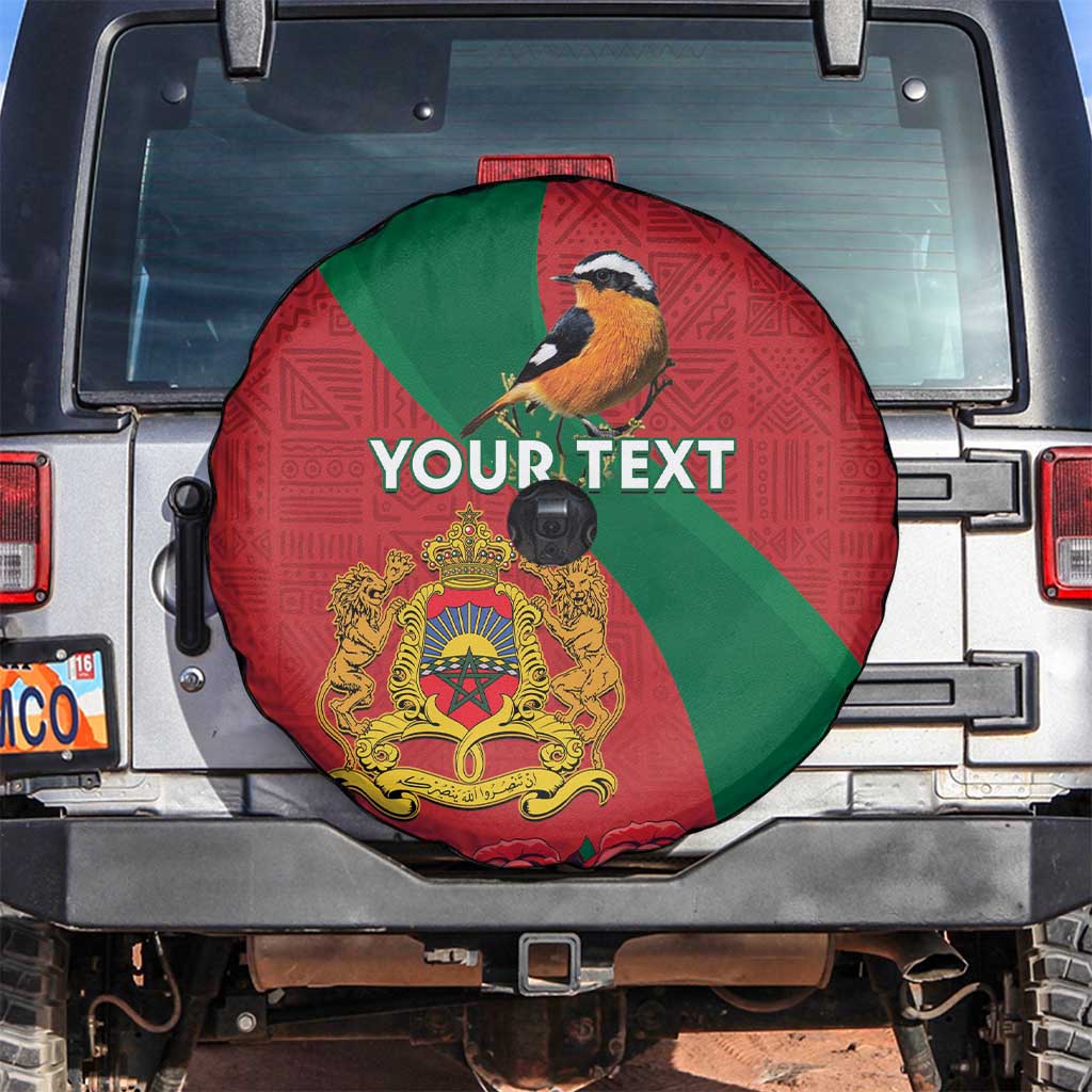 Personalised Morocco Proclamation Day Spare Tire Cover Moussier's Redstart With Coat Of Arms - Wonder Print Shop