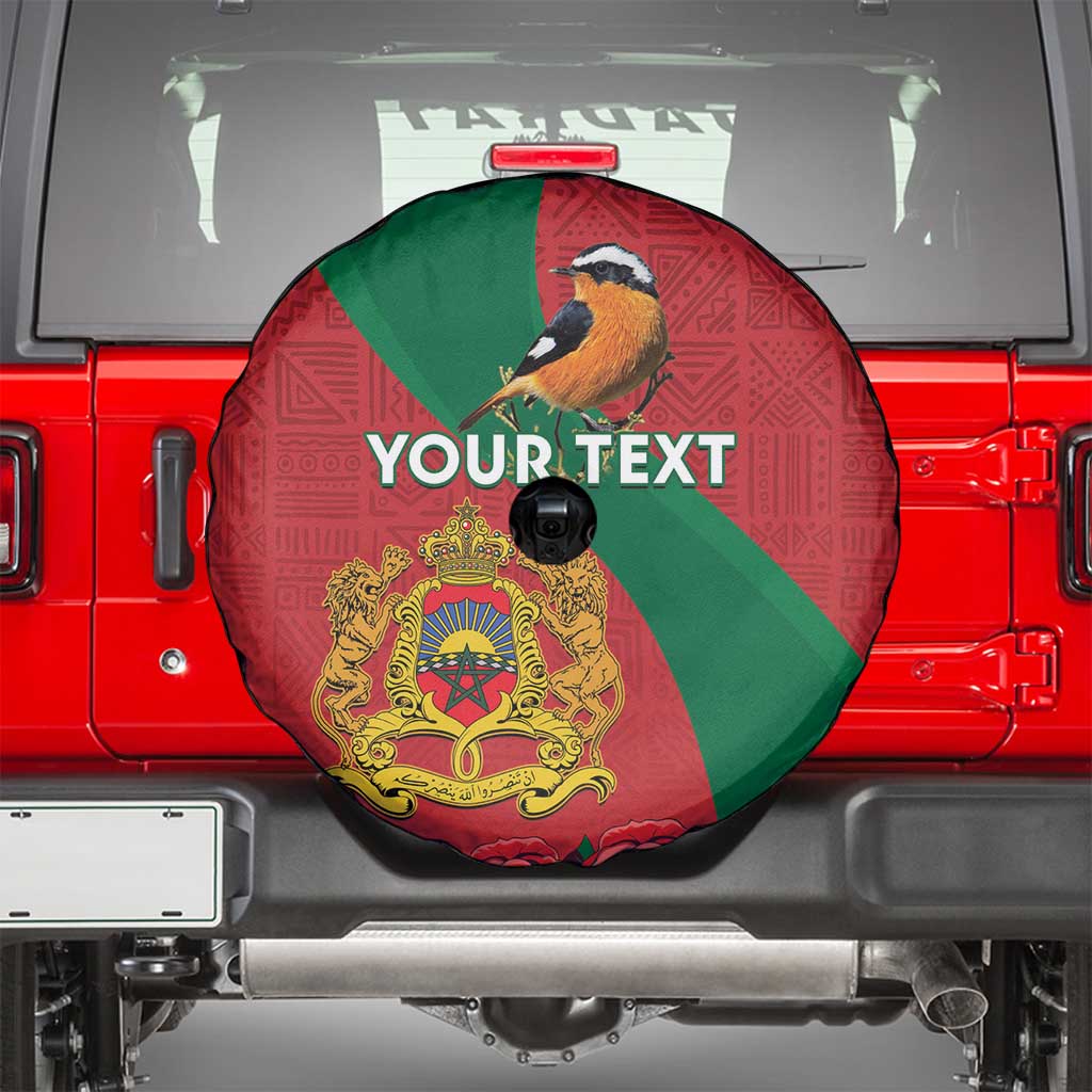 Personalised Morocco Proclamation Day Spare Tire Cover Moussier's Redstart With Coat Of Arms - Wonder Print Shop