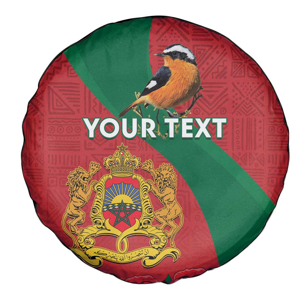 Personalised Morocco Proclamation Day Spare Tire Cover Moussier's Redstart With Coat Of Arms - Wonder Print Shop