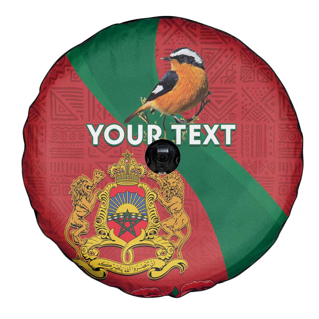 Personalised Morocco Proclamation Day Spare Tire Cover Moussier's Redstart With Coat Of Arms - Wonder Print Shop