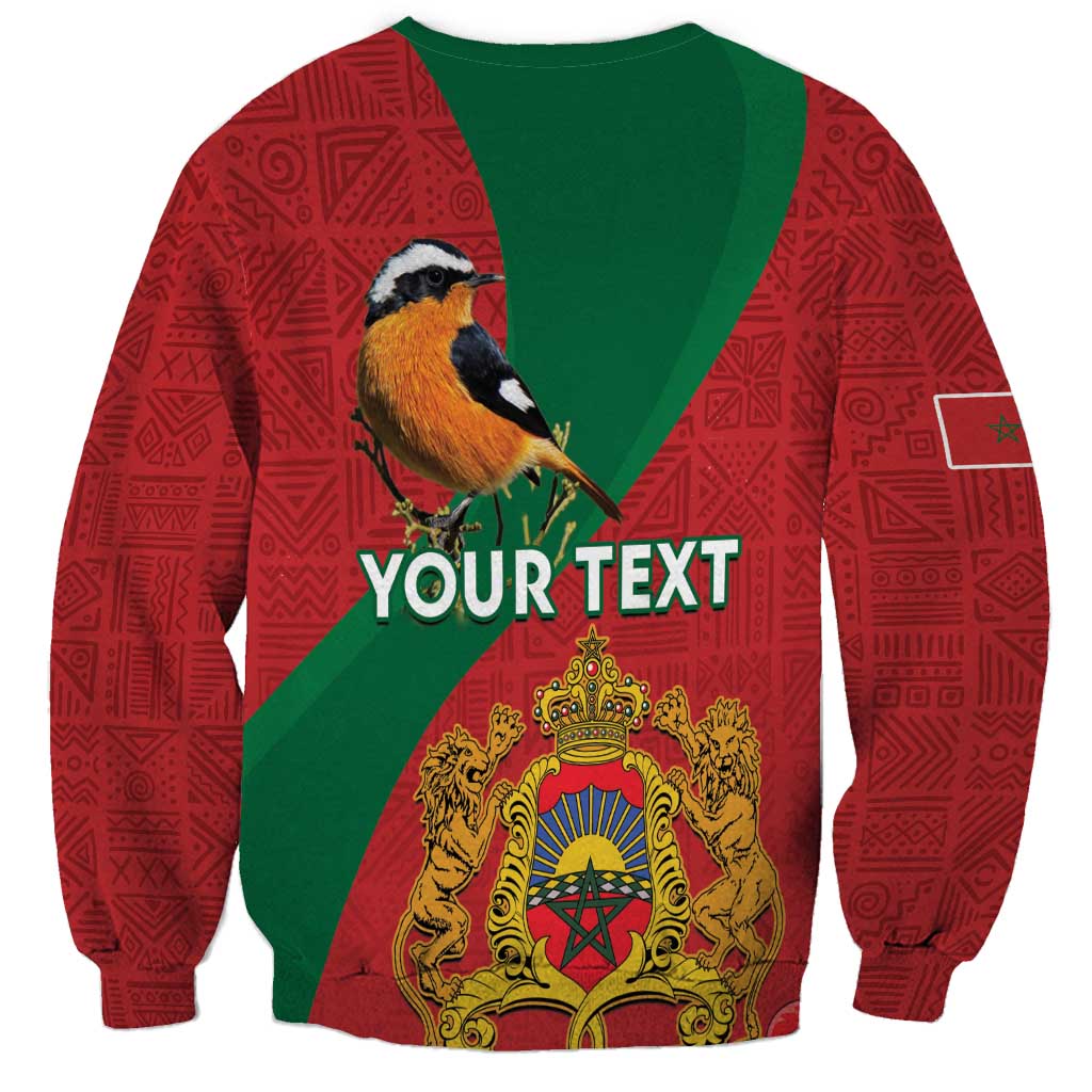 Personalised Morocco Proclamation Day Sweatshirt Moussier's Redstart With Coat Of Arms - Wonder Print Shop