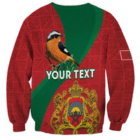 Personalised Morocco Proclamation Day Sweatshirt Moussier's Redstart With Coat Of Arms - Wonder Print Shop