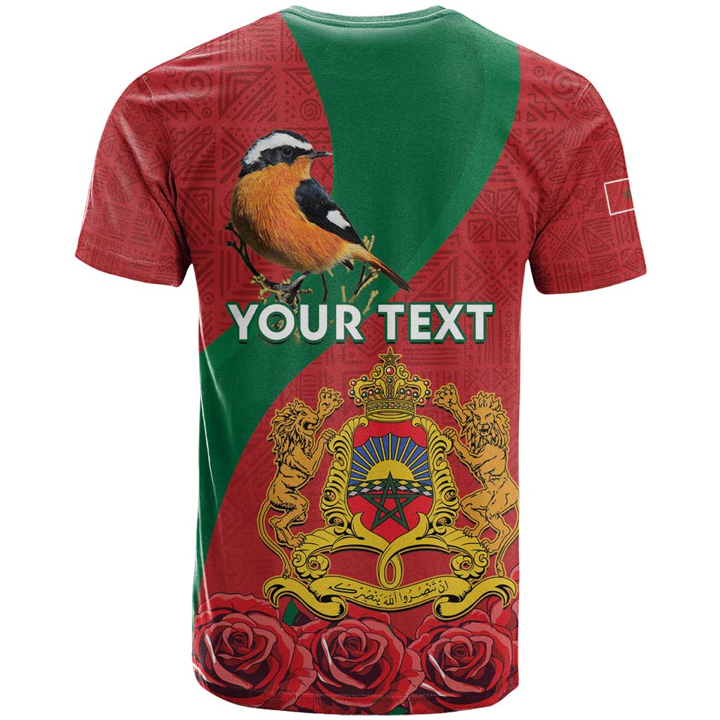 Personalised Morocco Proclamation Day T Shirt Moussier's Redstart With Coat Of Arms - Wonder Print Shop