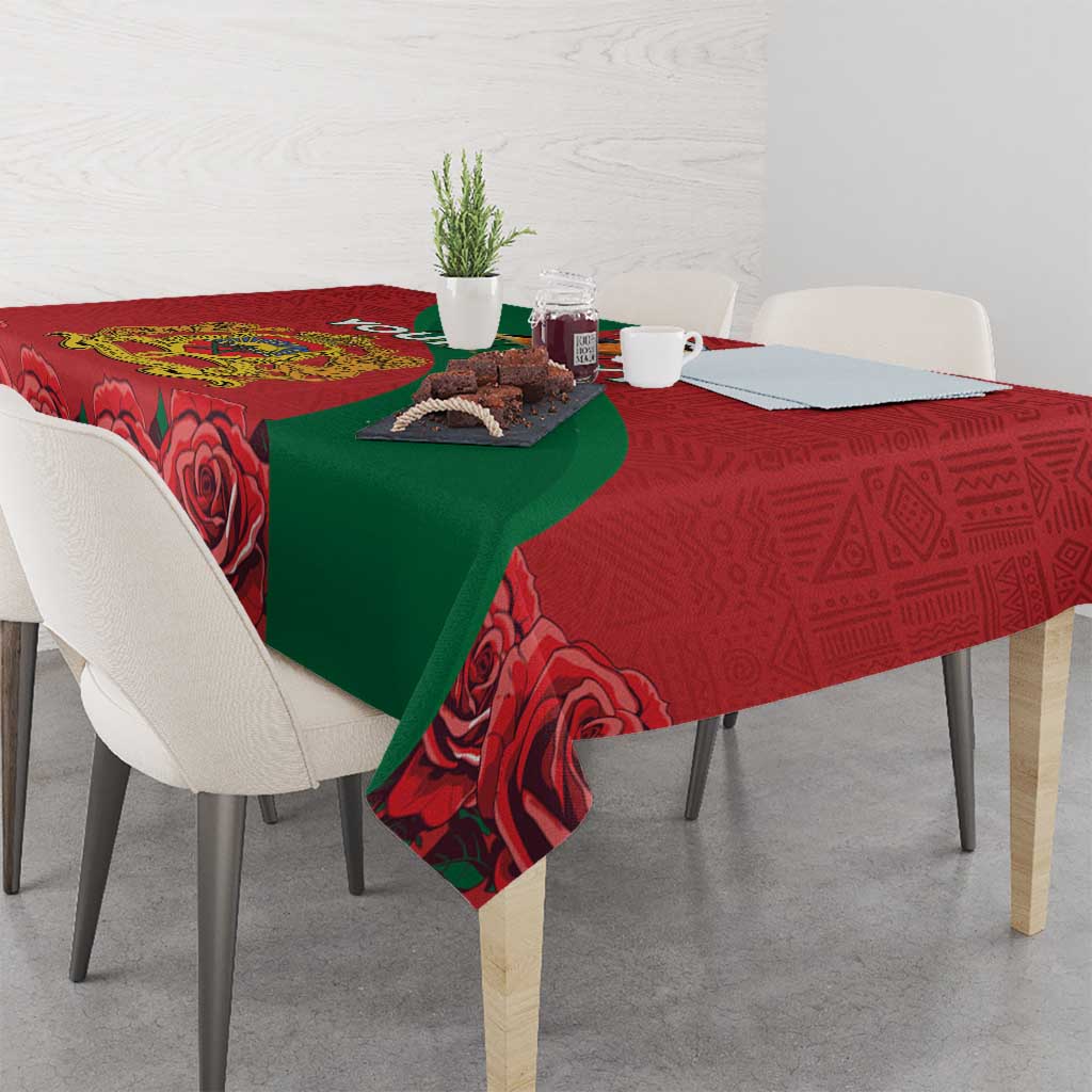 Personalised Morocco Proclamation Day Tablecloth Moussier's Redstart With Coat Of Arms - Wonder Print Shop