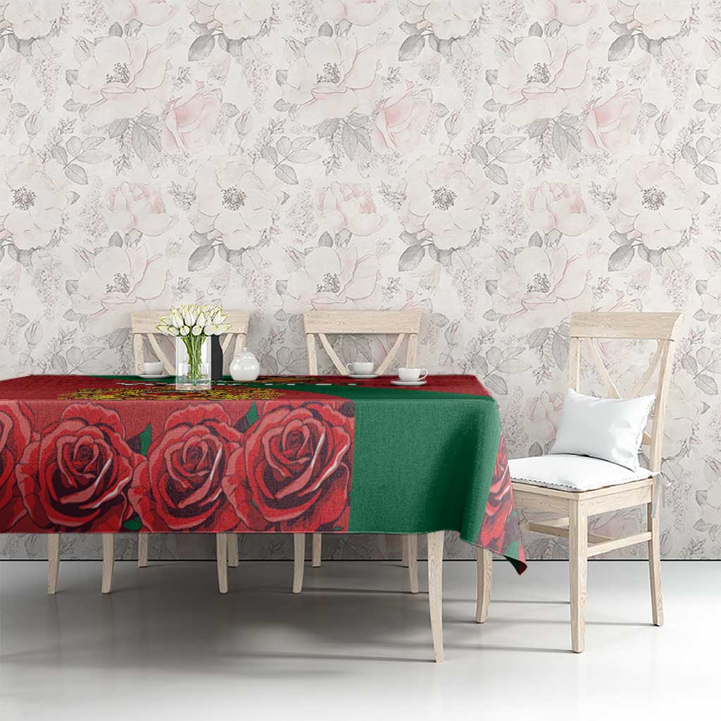 Personalised Morocco Proclamation Day Tablecloth Moussier's Redstart With Coat Of Arms - Wonder Print Shop