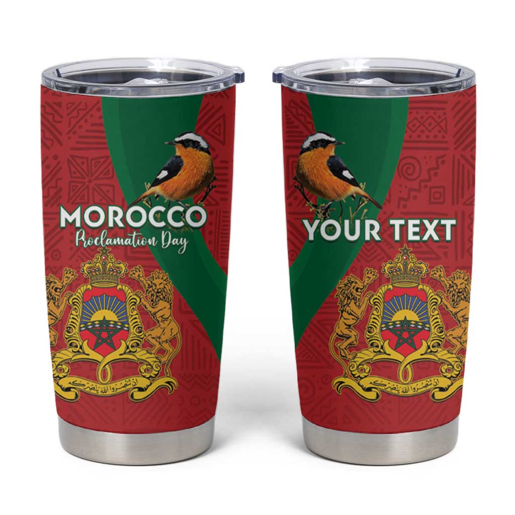 Personalised Morocco Proclamation Day Tumbler Cup Moussiers Redstart With Coat Of Arms - Wonder Print Shop