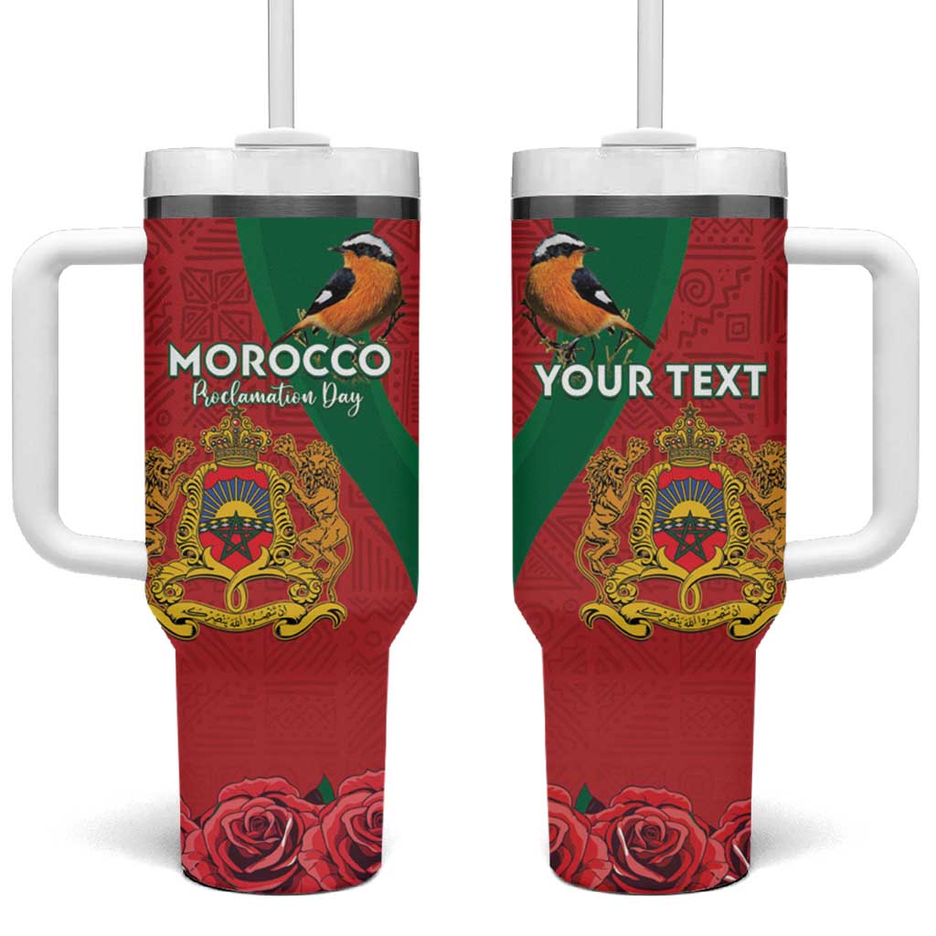 Personalised Morocco Proclamation Day Tumbler With Handle Moussiers Redstart With Coat Of Arms - Wonder Print Shop