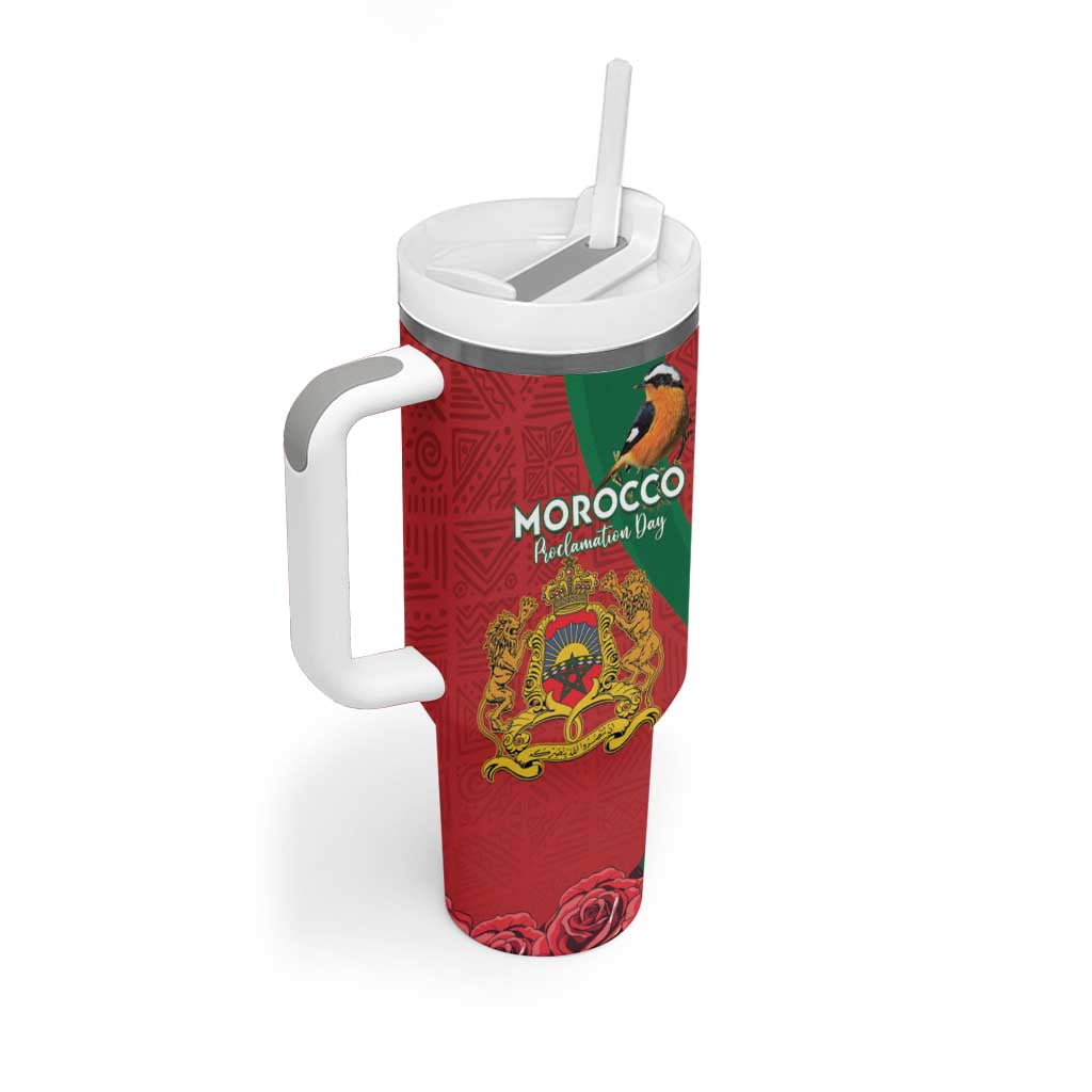 Personalised Morocco Proclamation Day Tumbler With Handle Moussiers Redstart With Coat Of Arms - Wonder Print Shop