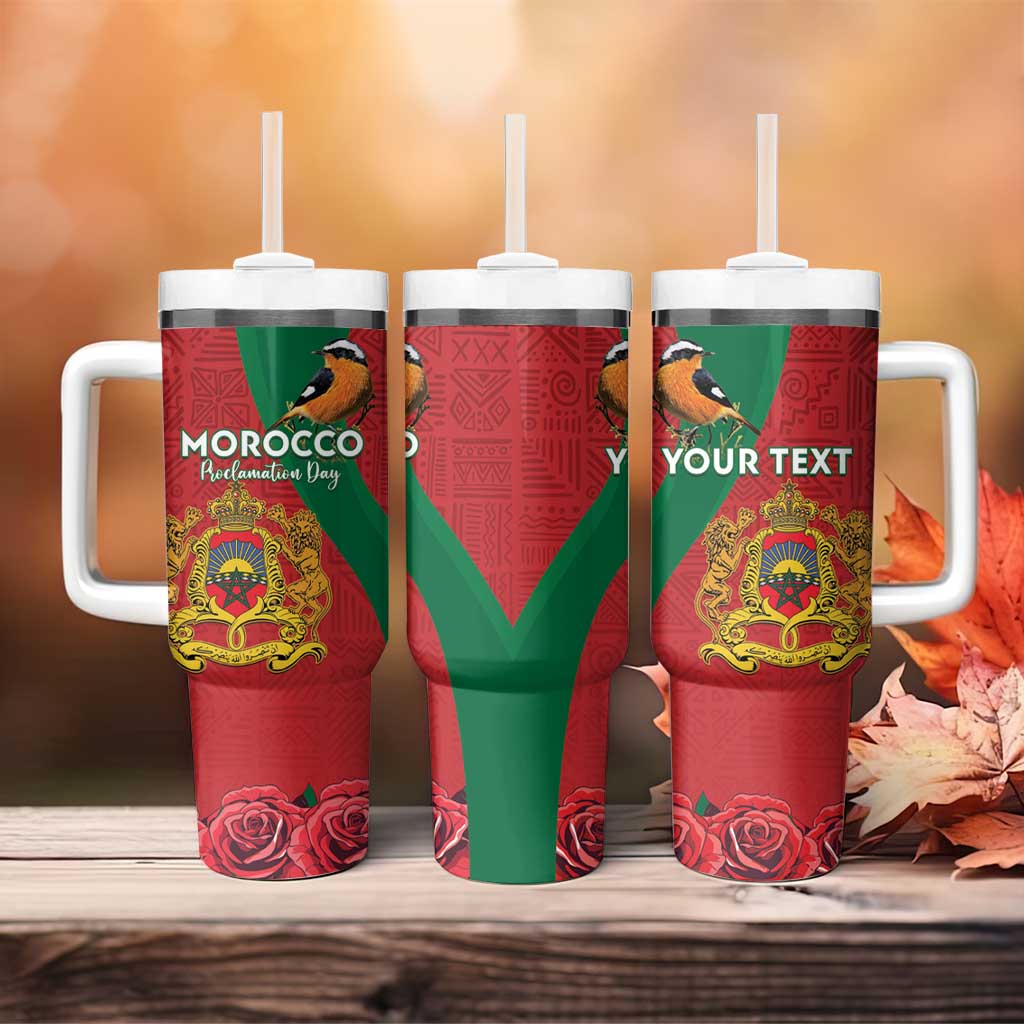 Personalised Morocco Proclamation Day Tumbler With Handle Moussiers Redstart With Coat Of Arms - Wonder Print Shop