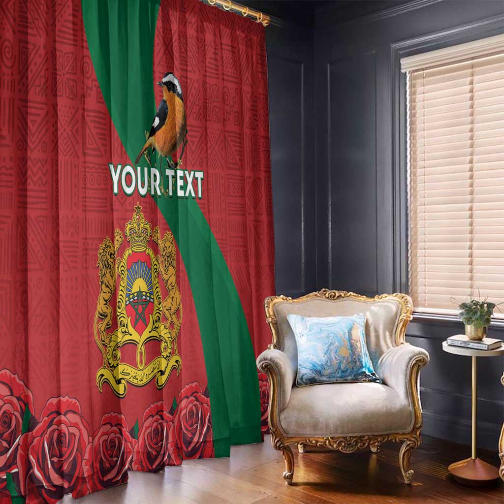 Personalised Morocco Proclamation Day Window Curtain Moussier's Redstart With Coat Of Arms - Wonder Print Shop