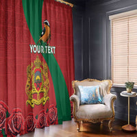 Personalised Morocco Proclamation Day Window Curtain Moussier's Redstart With Coat Of Arms - Wonder Print Shop