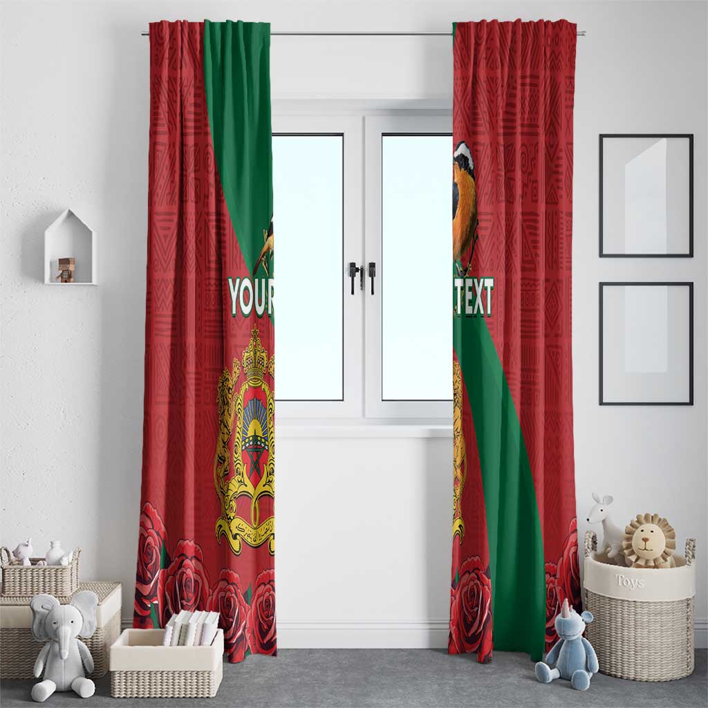 Personalised Morocco Proclamation Day Window Curtain Moussier's Redstart With Coat Of Arms - Wonder Print Shop