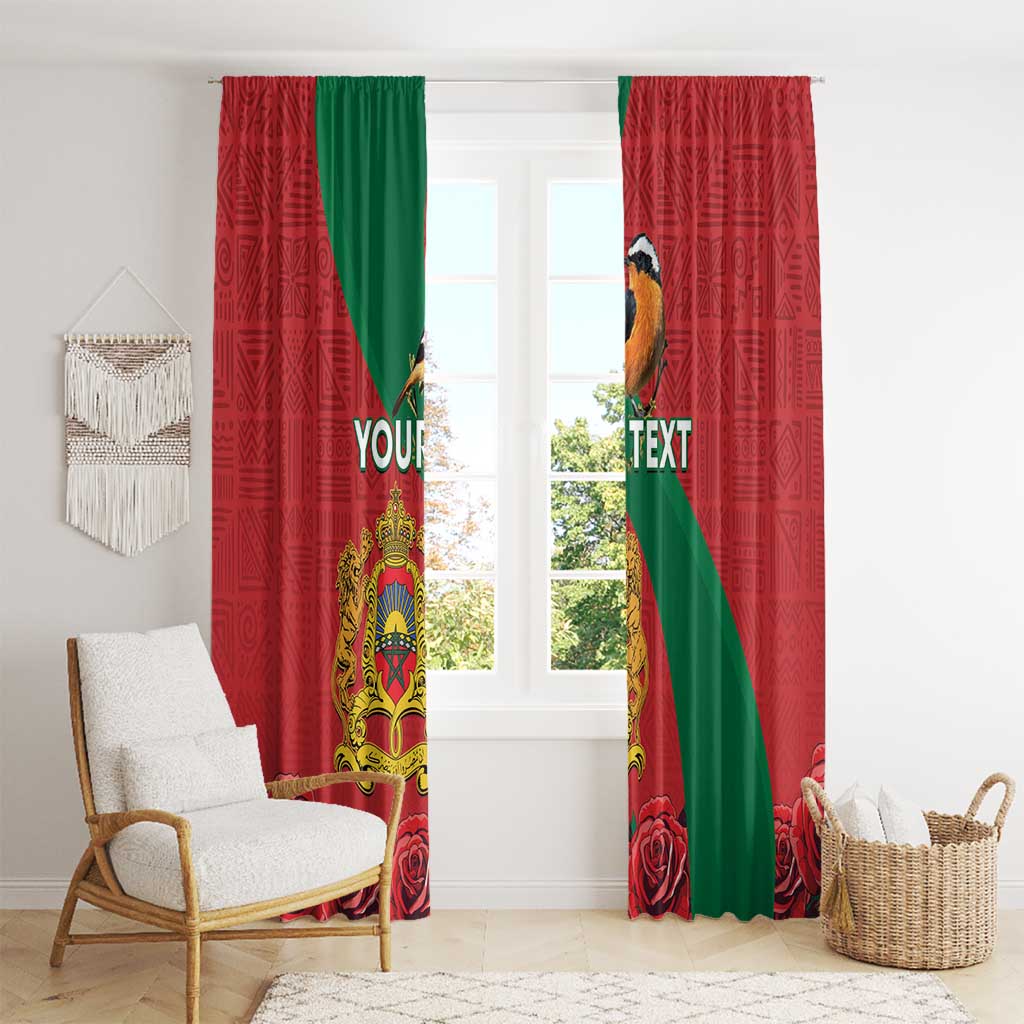 Personalised Morocco Proclamation Day Window Curtain Moussier's Redstart With Coat Of Arms - Wonder Print Shop