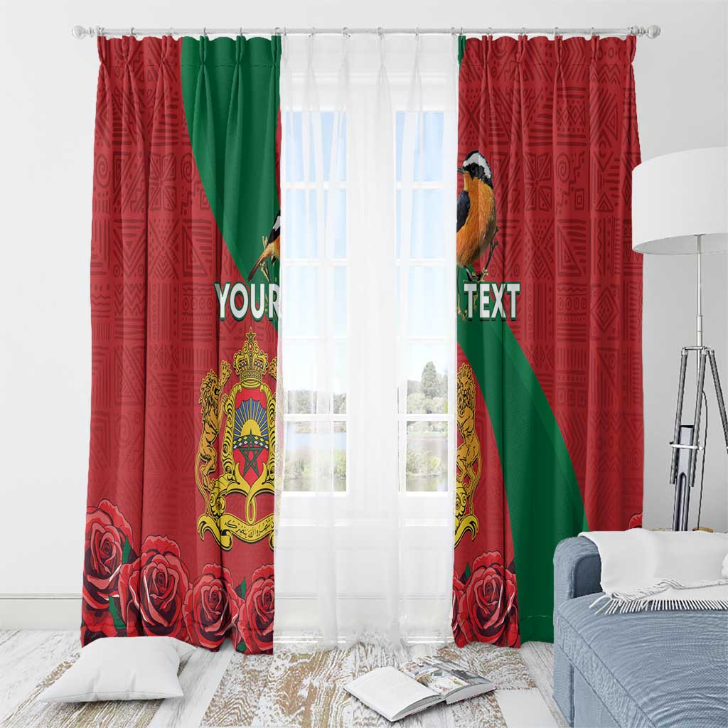 Personalised Morocco Proclamation Day Window Curtain Moussier's Redstart With Coat Of Arms - Wonder Print Shop