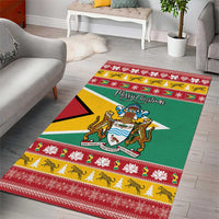 Guyana Christmas Area Rug Coat Of Arms with Flag Style - Wonder Print Shop