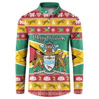 Guyana Christmas Button Sweatshirt Coat Of Arms with Flag Style - Wonder Print Shop