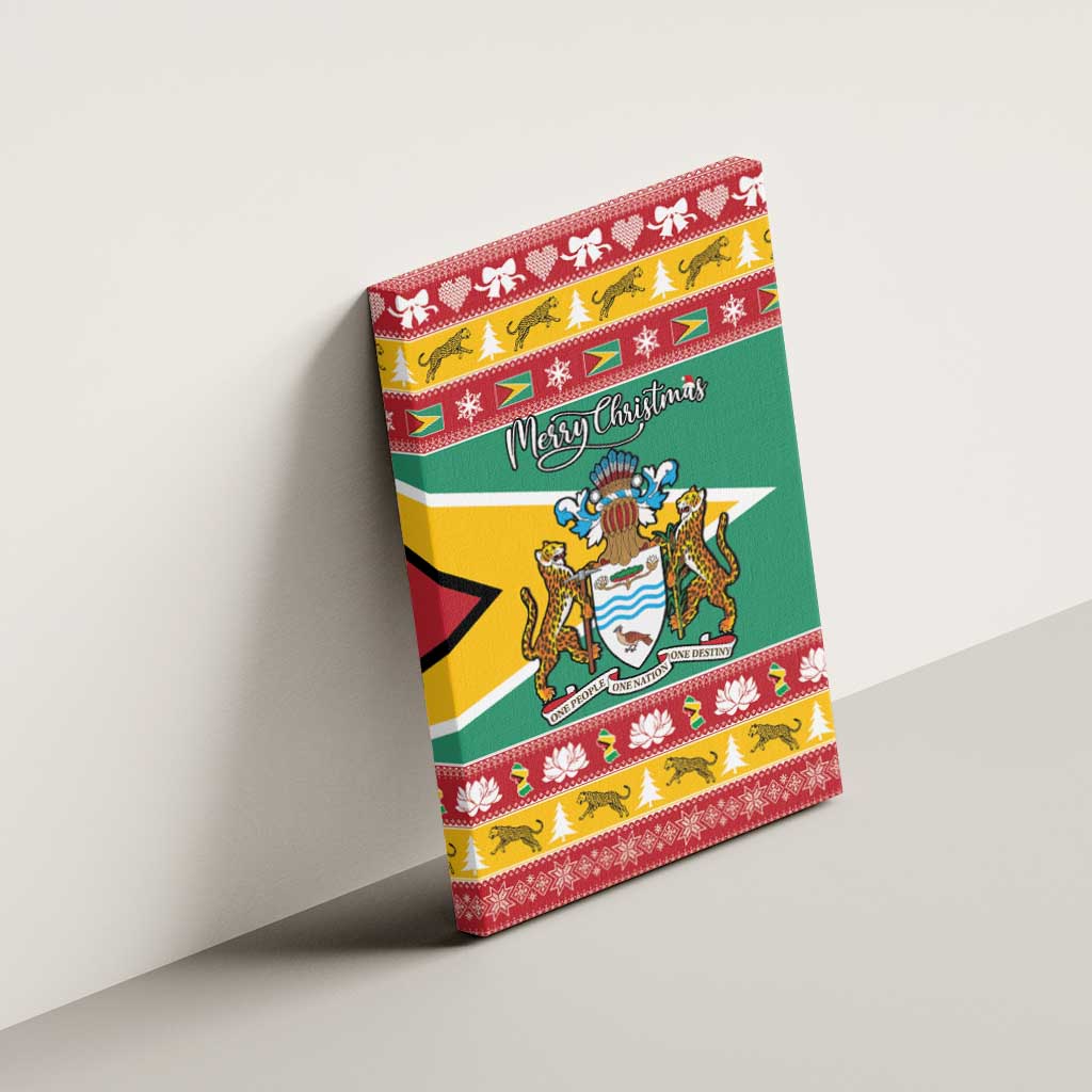 Guyana Christmas Canvas Wall Art Coat Of Arms with Flag Style - Wonder Print Shop