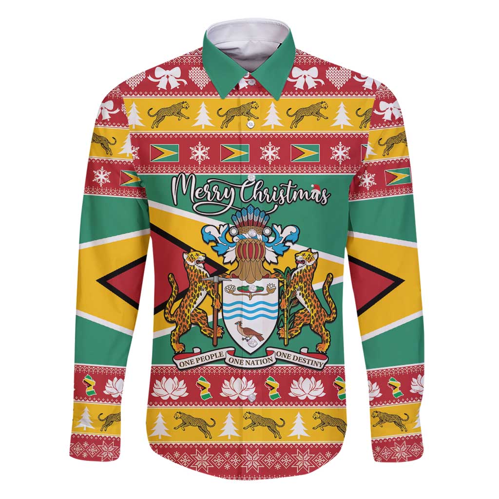 Guyana Christmas Family Matching Puletasi and Hawaiian Shirt Coat Of Arms with Flag Style - Wonder Print Shop