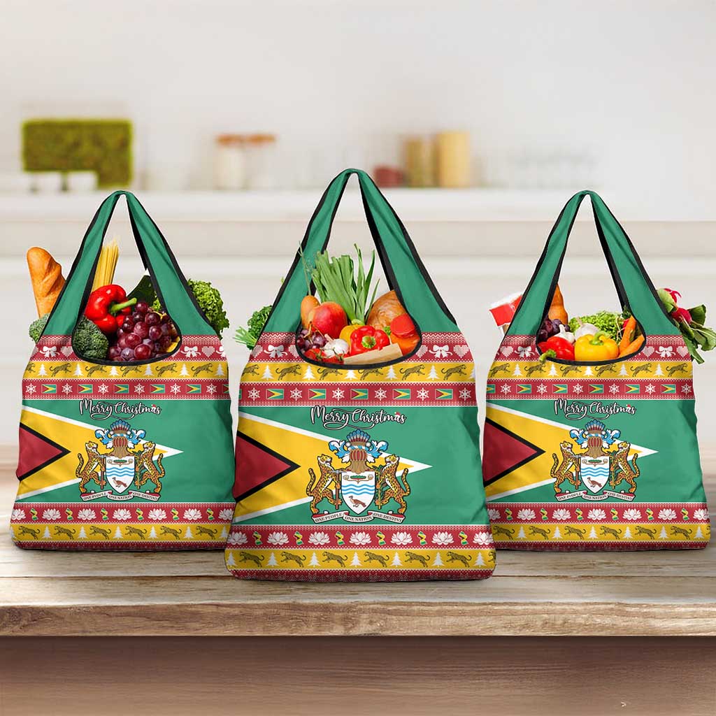 Guyana Christmas Grocery Bag Coat Of Arms with Flag Style