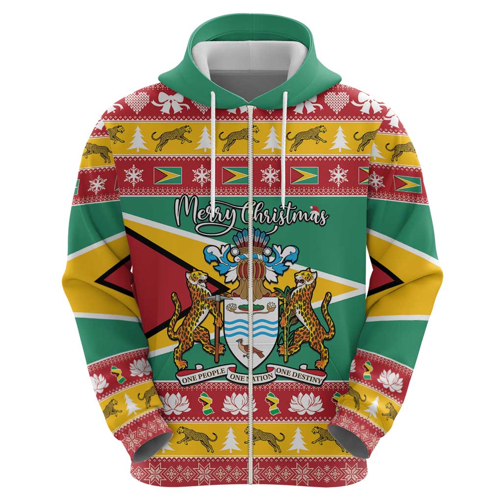 Guyana Christmas Hoodie Coat Of Arms with Flag Style - Wonder Print Shop