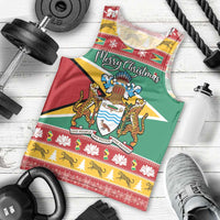 Guyana Christmas Men Tank Top Coat Of Arms with Flag Style - Wonder Print Shop