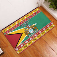 Guyana Christmas Rubber Doormat Coat Of Arms with Flag Style - Wonder Print Shop