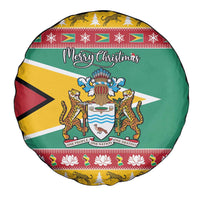 Guyana Christmas Spare Tire Cover Coat Of Arms with Flag Style - Wonder Print Shop