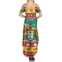 Guyana Christmas Summer Maxi Dress Coat Of Arms with Flag Style - Wonder Print Shop