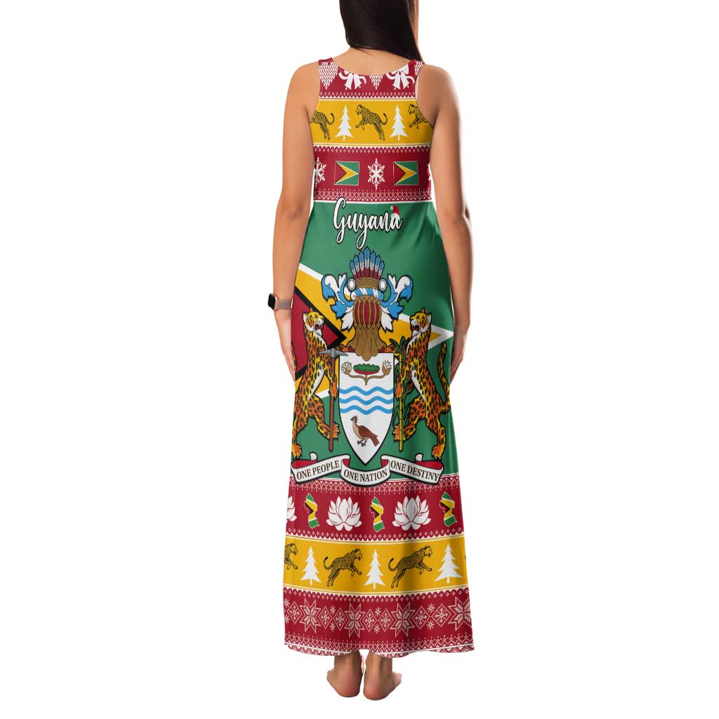 Guyana Christmas Tank Maxi Dress Coat Of Arms with Flag Style - Wonder Print Shop