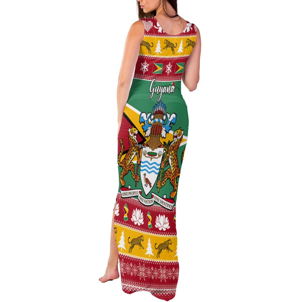 Guyana Christmas Tank Maxi Dress Coat Of Arms with Flag Style - Wonder Print Shop