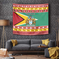 Guyana Christmas Tapestry Coat Of Arms with Flag Style - Wonder Print Shop