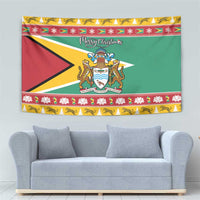 Guyana Christmas Tapestry Coat Of Arms with Flag Style - Wonder Print Shop