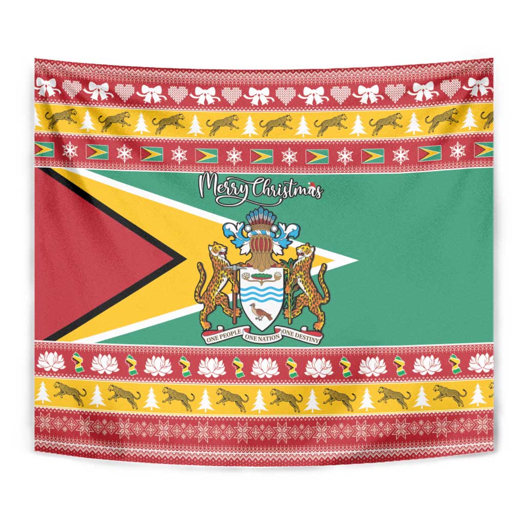 Guyana Christmas Tapestry Coat Of Arms with Flag Style - Wonder Print Shop