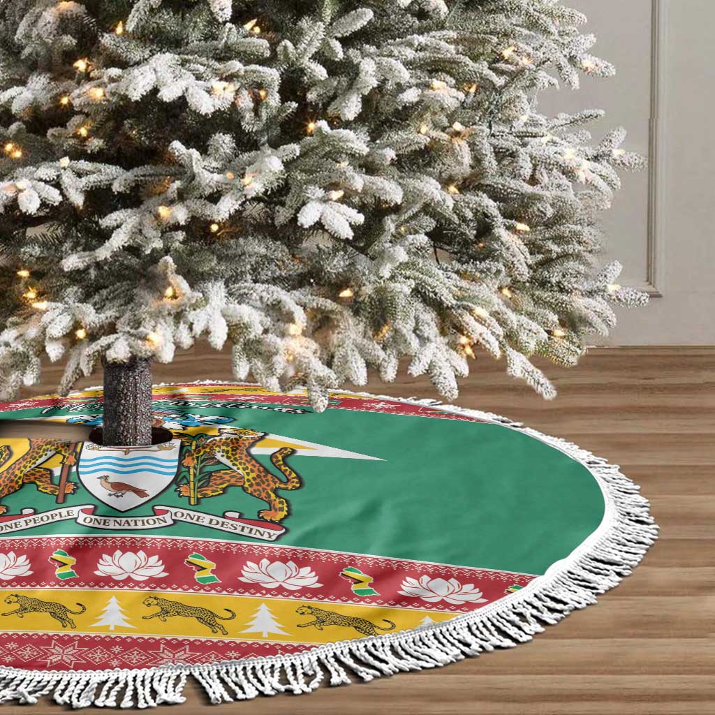 Guyana Christmas Tree Skirt Coat Of Arms with Flag Style - Wonder Print Shop