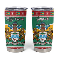 Guyana Christmas Tumbler Cup Coat Of Arms with Flag Style - Wonder Print Shop