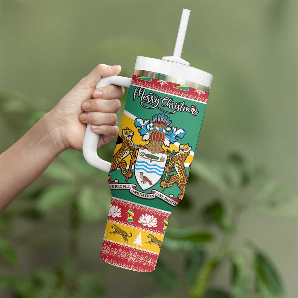 Guyana Christmas Tumbler With Handle Coat Of Arms with Flag Style - Wonder Print Shop