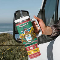 Guyana Christmas Tumbler With Handle Coat Of Arms with Flag Style - Wonder Print Shop