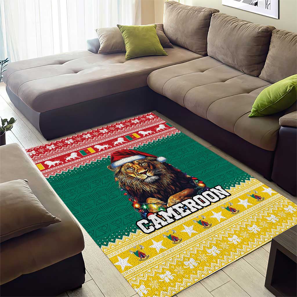 Cameroon Christmas Area Rug Lion Santa Joyeux Noel - Wonder Print Shop